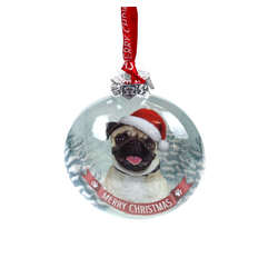 Item 632016 Pug Santa Paws Bauble Ornament