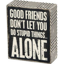 Item 642277 thumbnail Good Friends Don't Let You Do Stupid Things Alone Box Sign