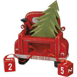 Item 642438 Carved Classic Red Pickup Truck Countdown Calendar