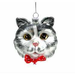 Item 803004 thumbnail Gray Cat Head Ornament