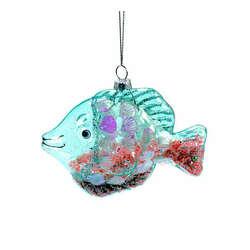 Item 803015 Clear Blue/White Fish Ornament