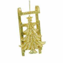Item 805010 Gold Glitter Sled Ornament