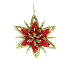 Item 805022 Red/Gold Glitter Snowflake Ornament