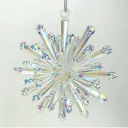 Item 805036 Clear Snowflake With Glitter Tips Ornament