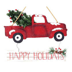 Item 808003 Red Truck/Happy Holidays Sign