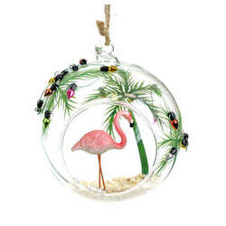 Item 808047 Flamingo In Ball Ornament