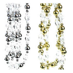 Item 808063 6 Foot Silver/Gold/Clear Beaded Garland
