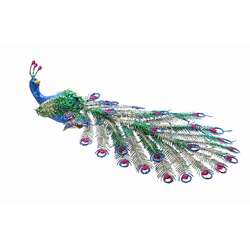 Item 808065 Glitter Peacock With Long Tail Clip Ornament