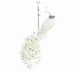 Item 808072 White/Silver Peacock Ornament