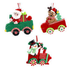 Item 808082 Santa/Deer/Snowman Truck/Train Ornament