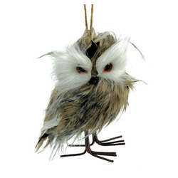 Item 815007 Gray/White Owl On Branch Ornament