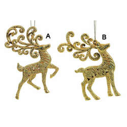 Item 818024 Gold Glitter Reindeer Ornament