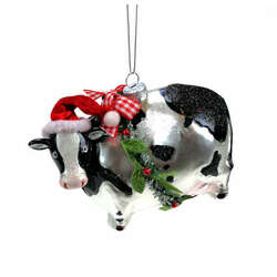 Item 820054 thumbnail Cow With Wreath and Santa Hat Ornament