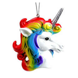 Item 825007 thumbnail Unicorn Head With Rainbow Mane Ornament
