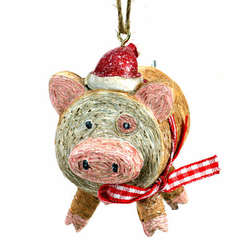 Item 825021 Hay Bale Pig Ornament