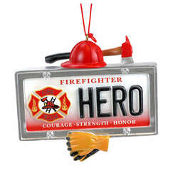 Item 825041 thumbnail Firefighter Hero License Plate Ornament