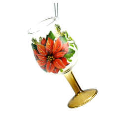 Item 825050 Poinsettia Wine Glass Ornament