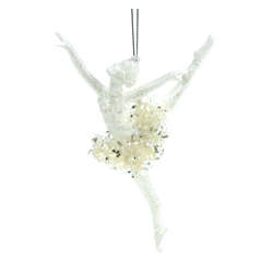 Item 825051 White/Silver Ballerina With Glitter Ornament