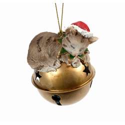 Item 833008 thumbnail Cat On Jingle Bell Ornament