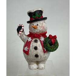 Item 833030 Wood Carved Snowman Figure