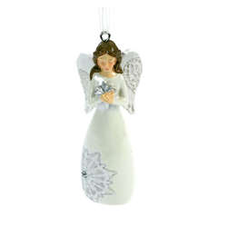 Item 835002 White Lace Design Angel With Star Ornament