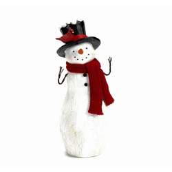 Item 835011 Wood Look Snowman With Cardinal