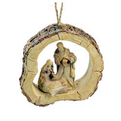 Item 835016 Natural Wood Look Holy Family Ornament