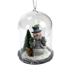 Item 835020 Knitting Finish Snowman In Dome Ornament