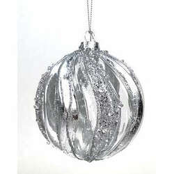 Item 836003 Glass Silver/Clear Ball Ornament