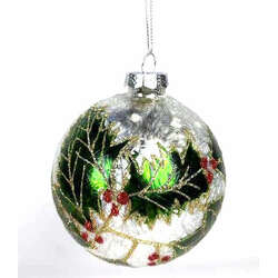 Item 836010 thumbnail Glass Holly Leaf Ball Ornament