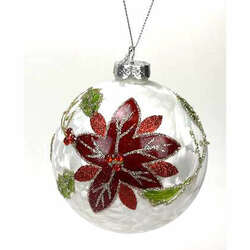 Item 836011 Glass Poinsettia Ball Ornament