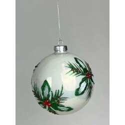 Item 836020 Holly Glass Ball Ornament