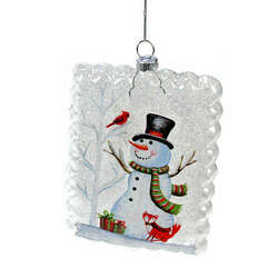 Item 844033 Snowman With Cardinal and Tree Frame Ornament