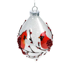Item 844059 thumbnail Cardinals With Snowy Branches/Berries Finial Ornament