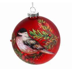 Item 844060 Chickadee With Pine Branches/Berries Ball Ornament