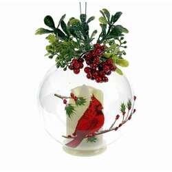 Item 844064 Cardinal Ball With LED Candle Ornament