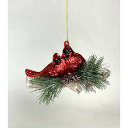 Item 844109 Glass Double Cardinal Ornament