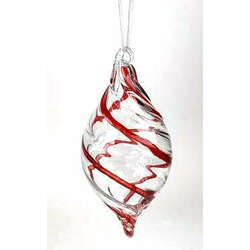 Item 844119 Glass Red Stripe Finial Ornament