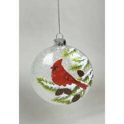 Item 844120 Glass Cardinal Disc Ornament