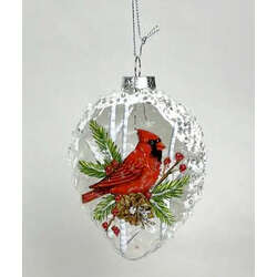 Item 844132 Glass Half Pine Cone Cardinal Ornament