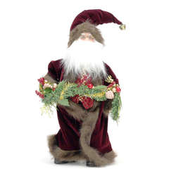 Item 848005 Burgundy Santa With Faux Pine Swag