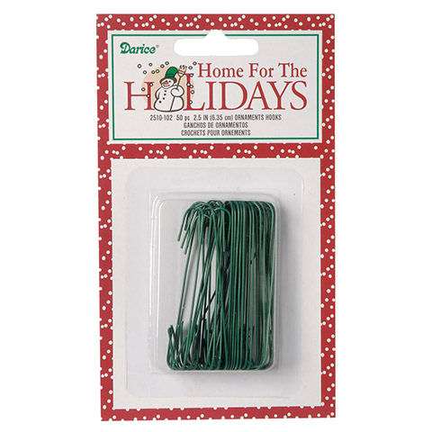 Gerson 2.5 in. Green Ornament Hooks (50-Pack)